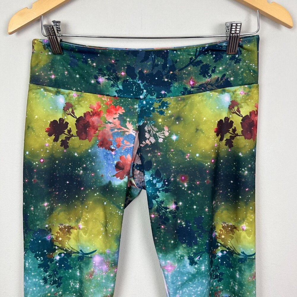 Onzie Leggings Womens Medium Large Charlie Colorful Floral Nature Galaxy Print - Picture 3 of 14